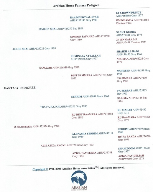 O-Shahbaka&#39;s foal ped with Aggie